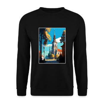 Bialystok Pologne Vintage voyage affiche Souvenir - Sweat-shirt Unisexe - noir - Devant - Alina (178cm) & Michal (187cm)