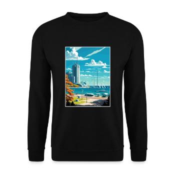 Gydnia Pologne Vintage voyage affiche WPA Souvenir - Sweat-shirt Unisexe - noir - Devant - Alina (178cm) & Michal (187cm)