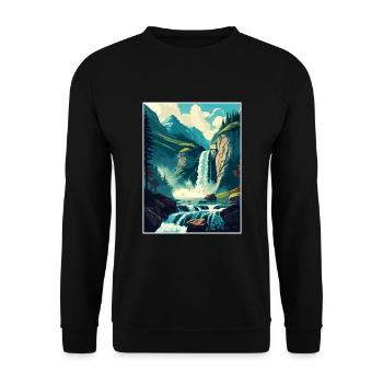 Chutes de Giessbach Suisse Affiche de voyage vintage - Sweat-shirt Unisexe - noir - Devant - Alina (178cm) & Michal (187cm)