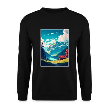 Schrattenfluh Switzerland Vintage Travel Poster - Unisex Sweatshirt - black - Front - Alina (178cm) & Michal (187cm)