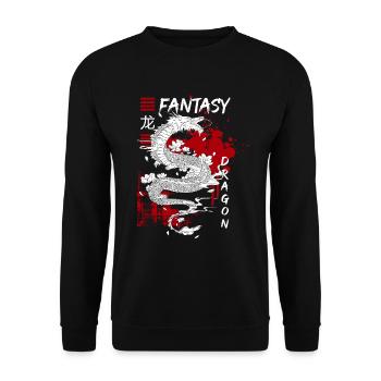 Drache Märchen Tribal - Unisex Pullover - Schwarz - Vorne - Alina (178cm) & Michal (187cm)