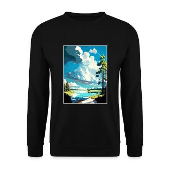 Leksand Suède Vintage voyage affiche WPA Souvenir - Sweat-shirt Unisexe - noir - Devant - Alina (178cm) & Michal (187cm)