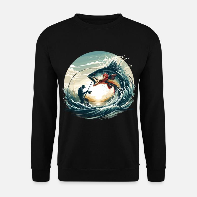 Angeln Angler Dynamik Geschenk - Unisex Pullover - Schwarz