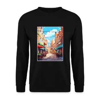 Covent Garden London England Vintage Travel Poster - Unisex Sweatshirt - black - Front - Alina (178cm) & Michal (187cm)