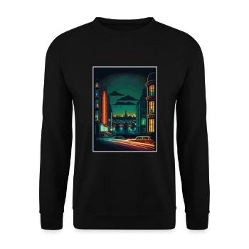 Dublin Skyline Irlande Vintage Travel Poster WPA - Sweat-shirt Unisexe - noir - Devant - Alina (178cm) & Michal (187cm)