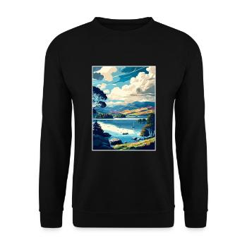Windermere England Souvenir Vintage Travel Poster - Unisex Sweatshirt - black - Front - Alina (178cm) & Michal (187cm)