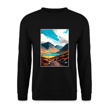 Wasdale Mountain Dekoration Vintage Reiseposter - Unisex Pullover - Schwarz - Vorne - Alina (178cm) & Michal (187cm)