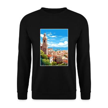 Malaga Espagne Vintage voyage affiche WPA Souvenir - Sweat-shirt Unisexe - noir - Devant - Alina (178cm) & Michal (187cm)