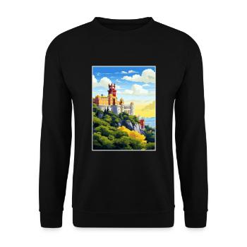 Sintra Portugal Vintage voyage affiche WPA Souvenir - Sweat-shirt Unisexe - noir - Devant - Alina (178cm) & Michal (187cm)