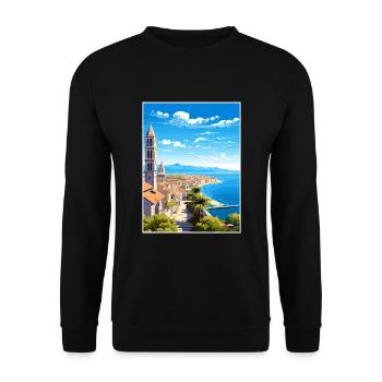 Split Kroatien Vintage Reiseposter WPA Souvenir - Unisex Pullover - Schwarz - Vorne - Alina (178cm) & Michal (187cm)