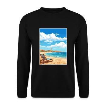 Costa De La Luz Espagne Vintage Voyage Poster WPA - Sweat-shirt Unisexe - noir - Devant - Alina (178cm) & Michal (187cm)