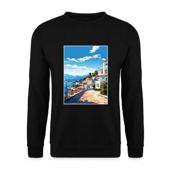 Sesimbra Portugal Vintage voyage affiche Souvenir - Sweat-shirt Unisexe - noir - Devant - Alina (178cm) & Michal (187cm)