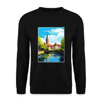 Stuttgart Allemagne Vintage voyage affiche Souvenir - Sweat-shirt Unisexe - noir - Devant - Alina (178cm) & Michal (187cm)