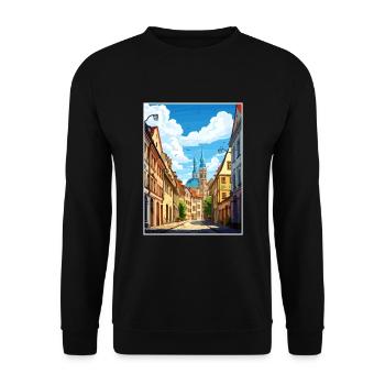 Würzburg Allemagne Vintage voyage affiche Souvenir - Sweat-shirt Unisexe - noir - Devant - Alina (178cm) & Michal (187cm)