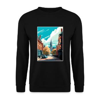Leeds England Yorkshire Vintage Reiseposter WPA - Unisex Pullover - Schwarz - Vorne - Alina (178cm) & Michal (187cm)