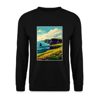 Falaises de Moher Irlande Vintage voyage affiche WPA - Sweat-shirt Unisexe - noir - Devant - Alina (178cm) & Michal (187cm)