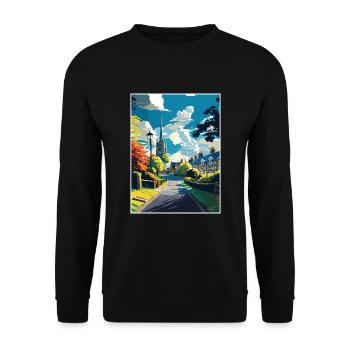 Stow On The Wold England Vintage Travel Poster WPA - Unisex Sweatshirt - black - Front - Alina (178cm) & Michal (187cm)