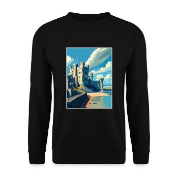 Château de Caernarfon gallois Vintage Travel Poster WPA - Sweat-shirt Unisexe - noir - Devant - Alina (178cm) & Michal (187cm)