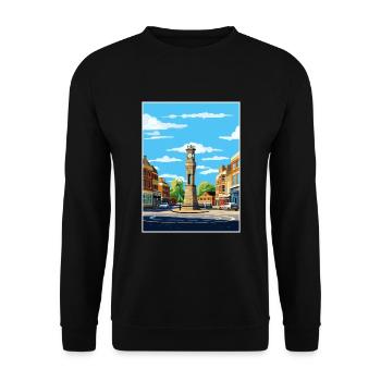 Leighton Buzzard England Vintage Travel Poster WPA - Unisex Sweatshirt - black - Front - Alina (178cm) & Michal (187cm)