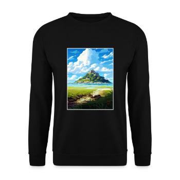St Michaels Mount Cornwall Affiche de voyage Vintage - Sweat-shirt Unisexe - noir - Devant - Alina (178cm) & Michal (187cm)