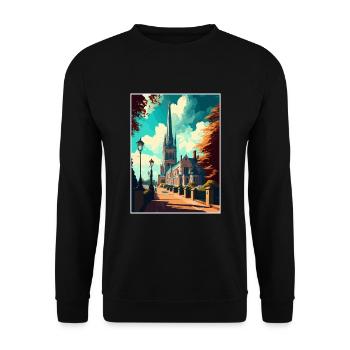 Salisbury England Souvenir Vintage Travel Poster - Unisex Sweatshirt - black - Front - Alina (178cm) & Michal (187cm)