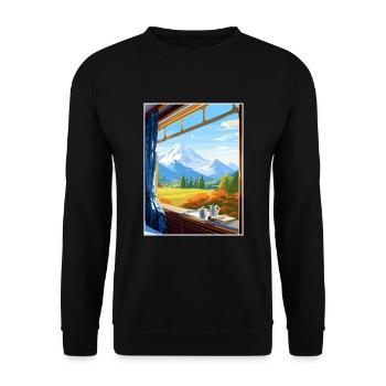 Orient Express Europa Deko Vintage Reiseposter - Unisex Pullover - Schwarz - Vorne - Alina (178cm) & Michal (187cm)