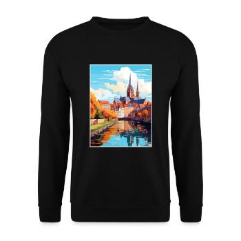 Amiens France Vintage Travel Poster WPA Souvenir - Unisex Sweatshirt - black - Front - Alina (178cm) & Michal (187cm)
