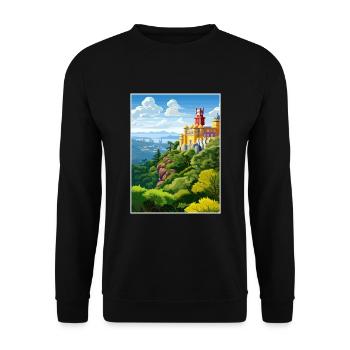Sintra Portugal Vintage voyage affiche WPA Souvenir - Sweat-shirt Unisexe - noir - Devant - Alina (178cm) & Michal (187cm)
