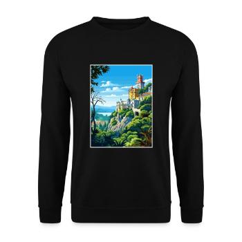 Sintra Portugal Vintage voyage affiche WPA Souvenir - Sweat-shirt Unisexe - noir - Devant - Alina (178cm) & Michal (187cm)