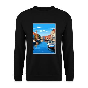 Aveiro Portugal Vintage voyage affiche WPA Souvenir - Sweat-shirt Unisexe - noir - Devant - Alina (178cm) & Michal (187cm)