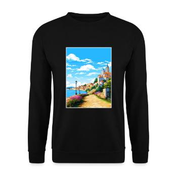 Coimbra Portugal Vintage Travel Poster Souvenir - Unisex Sweatshirt - black - Front - Alina (178cm) & Michal (187cm)