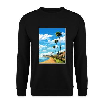 Estoril Portugal Vintage voyage affiche Souvenir - Sweat-shirt Unisexe - noir - Devant - Alina (178cm) & Michal (187cm)