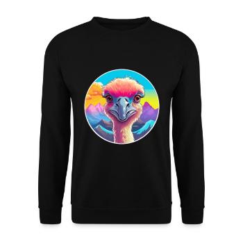 Autruche Aquarelle Dessin Animé Kawaii Animal De Compagnie Animal Couleur - Sweat-shirt Unisexe - noir - Devant - Alina (178cm) & Michal (187cm)