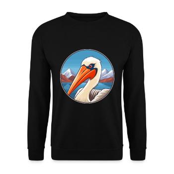 Pélican Aquarelle Dessin Animé Kawaii Animal De Compagnie Animal Couleur - Sweat-shirt Unisexe - noir - Devant - Alina (178cm) & Michal (187cm)