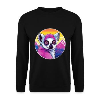 Lemur Watercolor Cartoon Kawaii Pet Animal Colorfu - Unisex Sweatshirt - black - Front - Alina (178cm) & Michal (187cm)