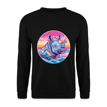 Rhino Watercolor Cartoon Kawaii Pet Animal Colorfu - Unisex Sweatshirt - black - Front - Alina (178cm) & Michal (187cm)