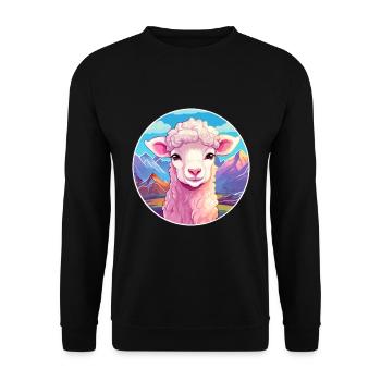 Mouton Aquarelle Dessin Animé Kawaii Animal Animal Colorfu - Sweat-shirt Unisexe - noir - Devant - Alina (178cm) & Michal (187cm)