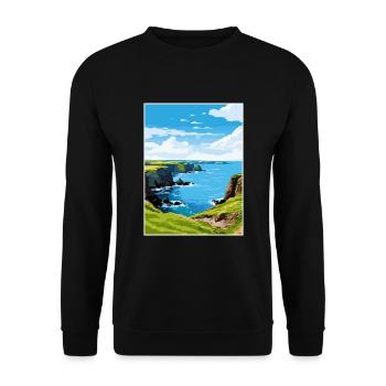 Mullion Cove Cornwall Vintage Reiseposter WPA - Unisex Pullover - Schwarz - Vorne - Alina (178cm) & Michal (187cm)