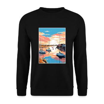 Poole Harbour England Vintage Reiseposter WPA - Unisex Pullover - Schwarz - Vorne - Alina (178cm) & Michal (187cm)