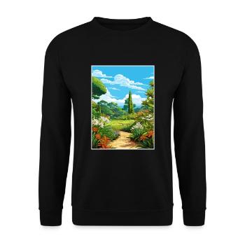 Trebah Garden Cornwall Affiche de voyage Vintage WPA - Sweat-shirt Unisexe - noir - Devant - Alina (178cm) & Michal (187cm)