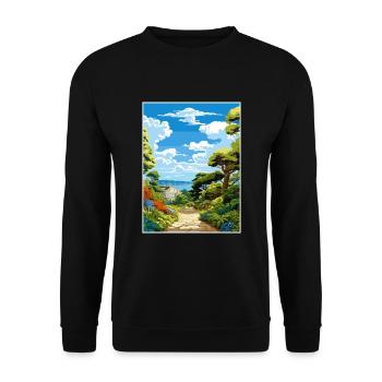 Trebah Gardens Cornwall Affiche de voyage Vintage WPA - Sweat-shirt Unisexe - noir - Devant - Alina (178cm) & Michal (187cm)