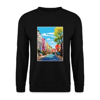 Notting Hill Londres Vintage voyage affiche Souvenir - Sweat-shirt Unisexe - noir - Devant - Alina (178cm) & Michal (187cm)