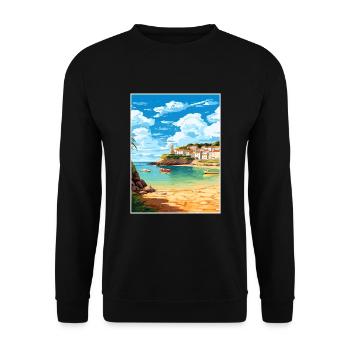 Portscatho Cornwall Vintage voyage affiche Souvenir - Sweat-shirt Unisexe - noir - Devant - Alina (178cm) & Michal (187cm)