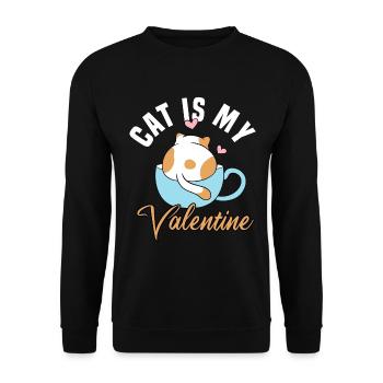 Le chat est mon Valentin - Sweat-shirt Unisexe - noir - Devant - Alina (178cm) & Michal (187cm)