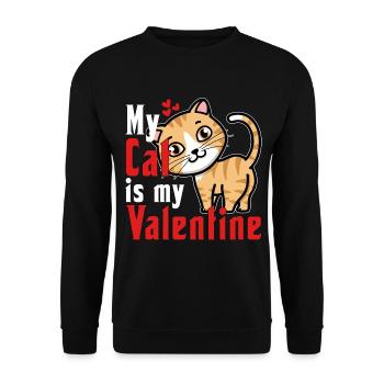 my cat is my valentine - Unisex Pullover - Schwarz - Vorne - Alina (178cm) & Michal (187cm)