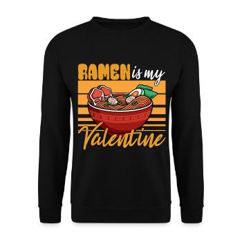 ramen is my valentine - Unisex Pullover - Schwarz - Vorne - Alina (178cm) & Michal (187cm)