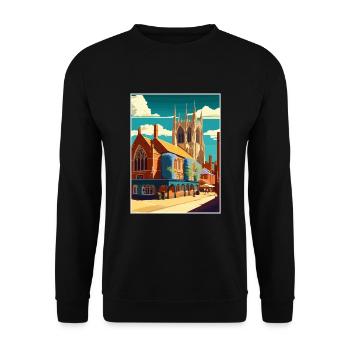 Kings Lynn England Vintage Reiseposter Souvenir - Unisex Pullover - Schwarz - Vorne - Alina (178cm) & Michal (187cm)