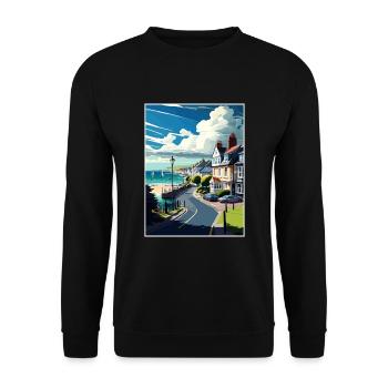 Lyme Regis Angleterre Vintage voyage affiche Souvenir - Sweat-shirt Unisexe - noir - Devant - Alina (178cm) & Michal (187cm)