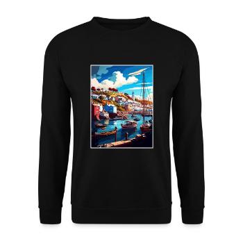 Brixham Angleterre Royaume-Uni Vintage voyage affiche Souvenir - Sweat-shirt Unisexe - noir - Devant - Alina (178cm) & Michal (187cm)