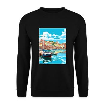 Brixham Angleterre Royaume-Uni Vintage voyage affiche Souvenir - Sweat-shirt Unisexe - noir - Devant - Alina (178cm) & Michal (187cm)